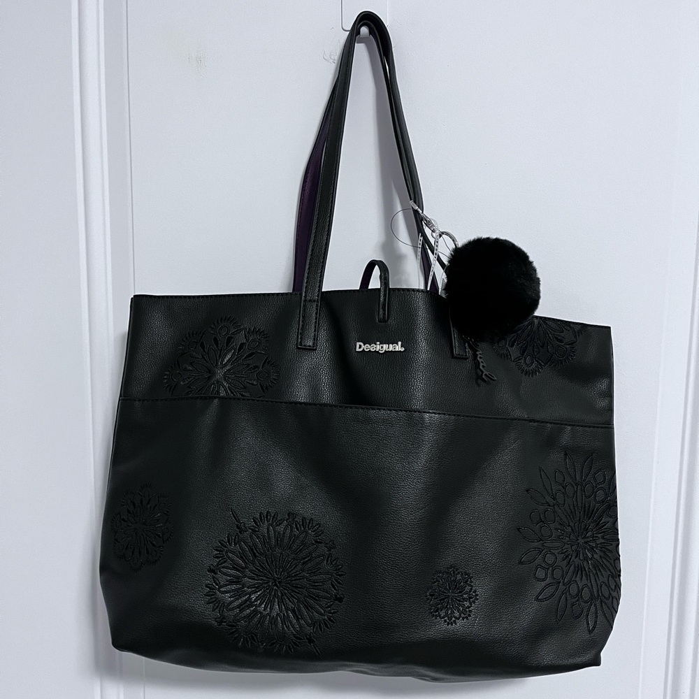 Desigual Women’s Large Reversible Tote Bag with an Inner Bag and a Charm